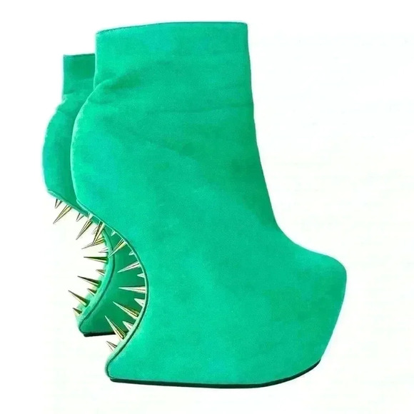 🔥Redkiss Heelless Green Studded Wedge  Ankle Boots 6.5, Punkcore, Pastel Goth - Picture 8 of 16
